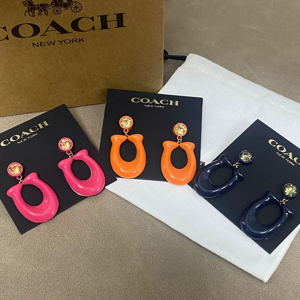 Coach Candy Color Enamel Letter Drop Earrings